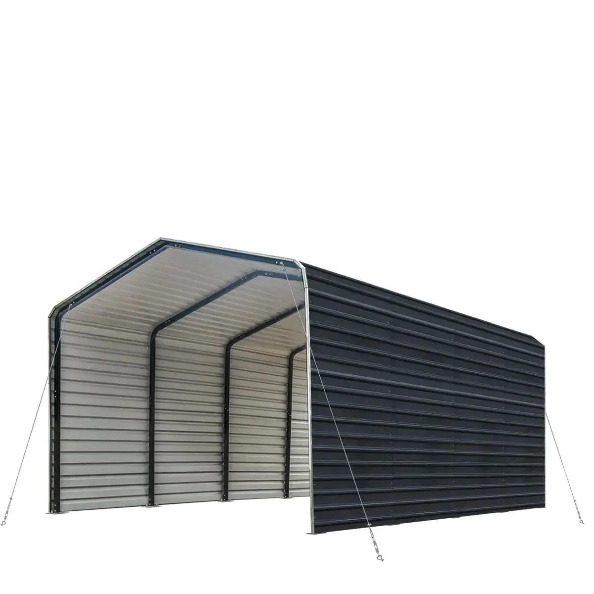 3.6 × 6 m Metal Shed Carport with 2.4 m Enclosed Sidewalls, 2.9 m Peak Height, TMG-MSC1220F - Image 5