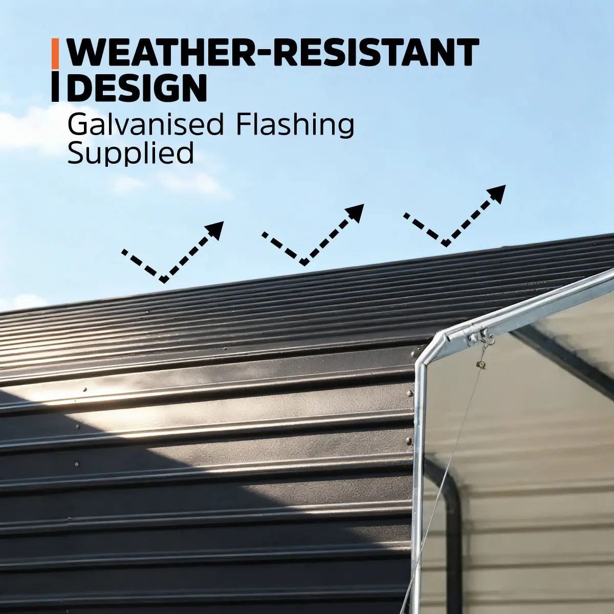 3.6 x 6 m Metal Shed Carport with 2.4 m Open Sidewalls, 2.9 m Peak Height, TMG-MSC1220 - Image 4