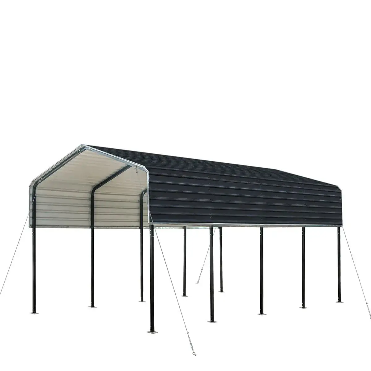 3.6 x 6 m Metal Shed Carport with 2.4 m Open Sidewalls, 2.9 m Peak Height, TMG-MSC1220 - Image 9