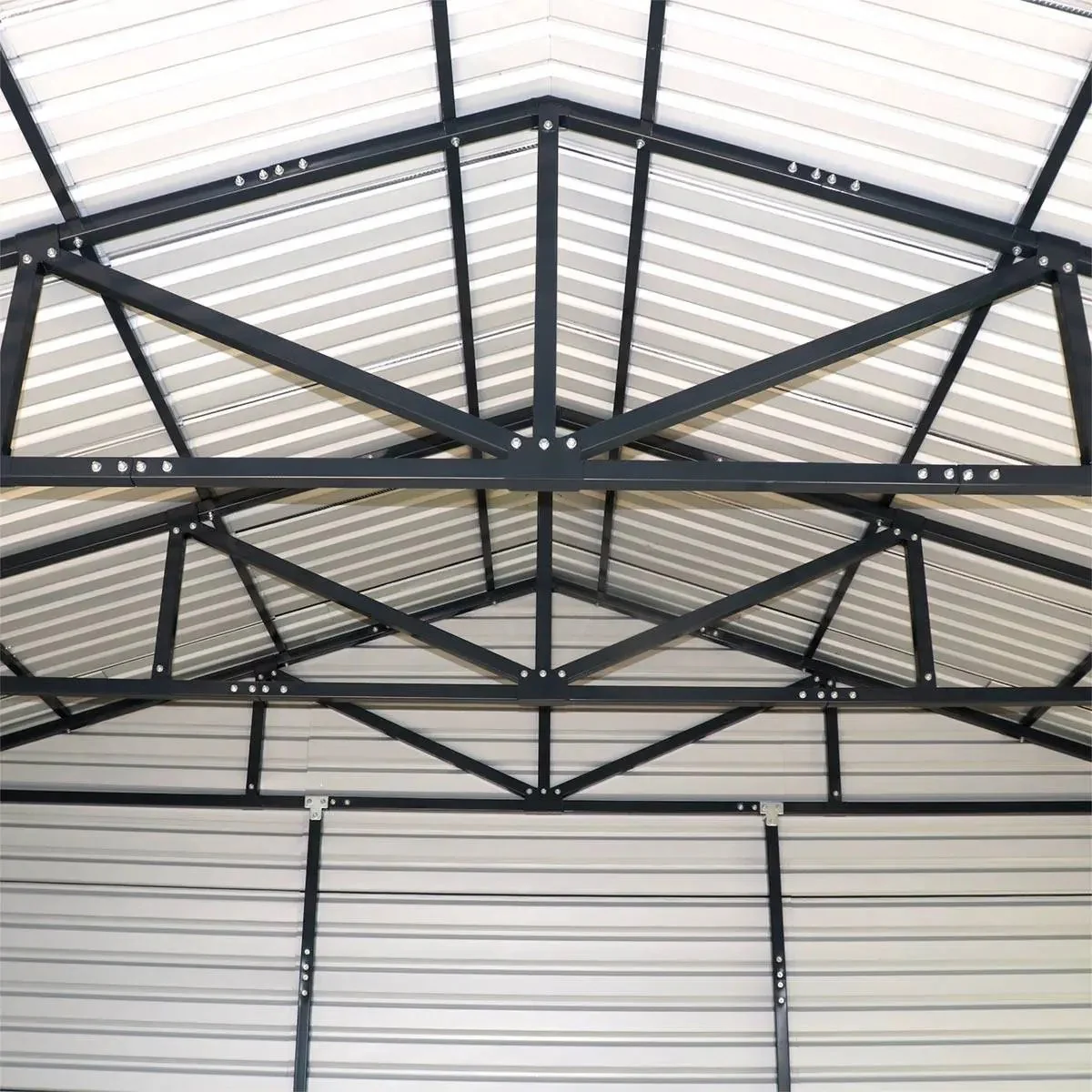 6 x 6 m Metal Garage Shed with Double Front & Side Doors, 4 m Peak Height, TMG-MS2020 - Image 17