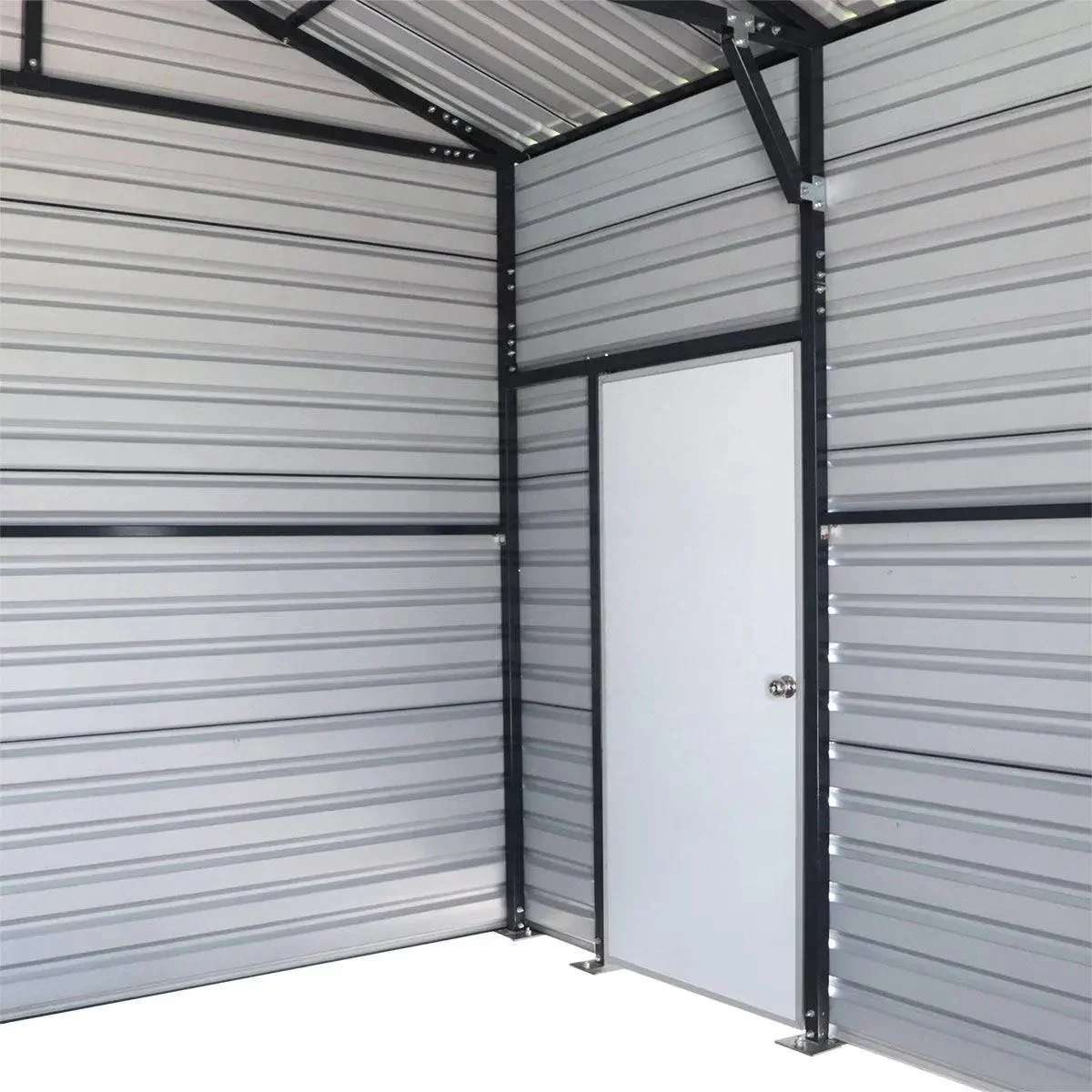 6 x 6 m Metal Garage Shed with Double Front & Side Doors, 4 m Peak Height, TMG-MS2020 - Image 23