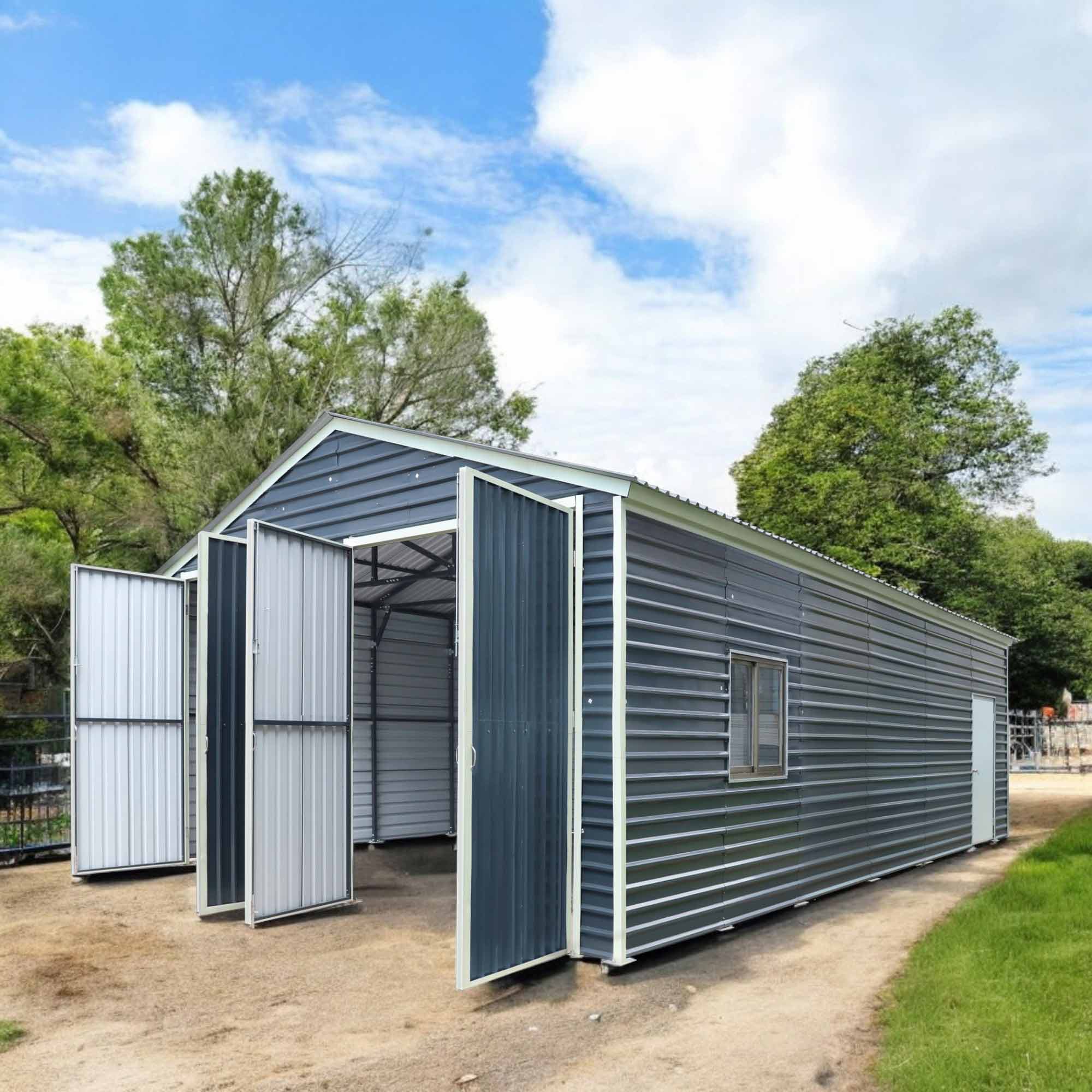 6 x 9 m Metal Garage Shed with Double Front & Side Doors, 4 m Peak Height, TMG-MS2030 - Image 4
