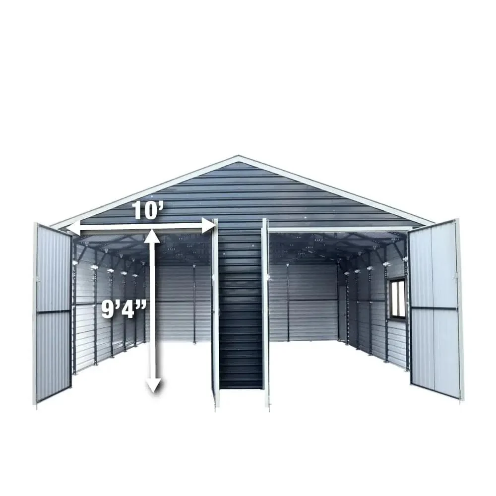8 x 9 m Metal Garage Shed with Double Front & Side Doors, 4.3 m Peak Height, TMG-MS2630 - Image 4
