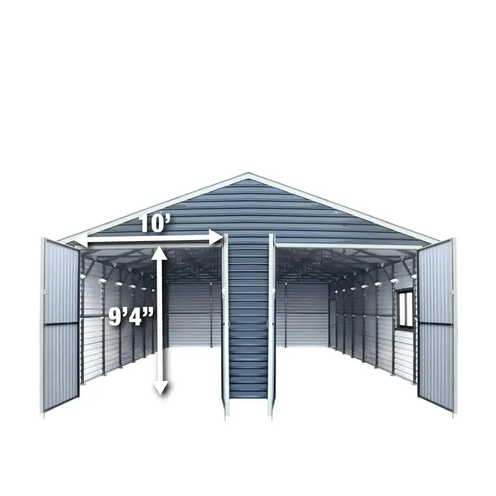 8 x 12 m Metal Garage Shed with Double Front & Side Doors, 4.3 m Peak Height, TMG-MS2640 - Image 4