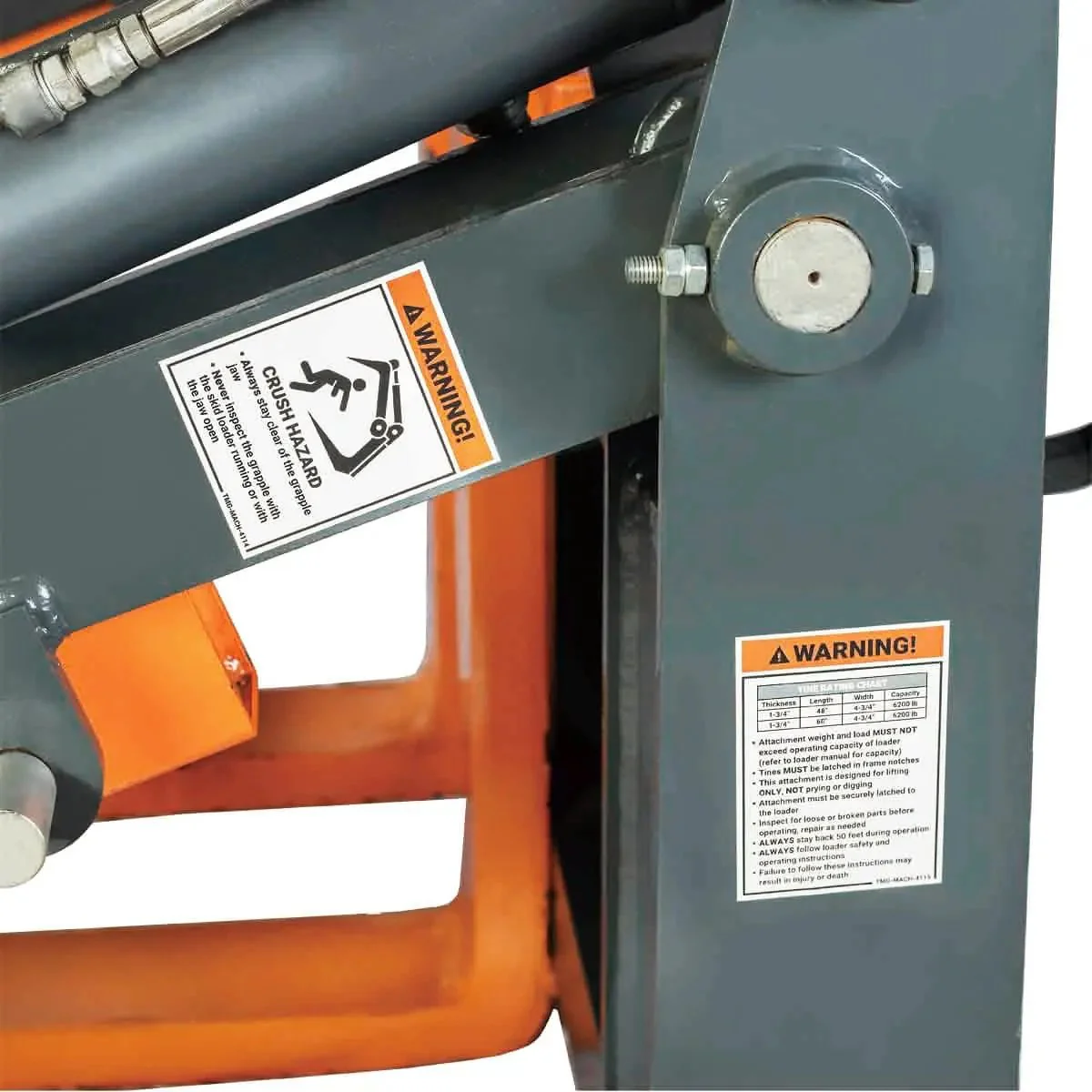 1.2 m Skid Steer Pallet Fork Pipe Grapple, Dual Hydraulic Cylinders, 2700kg Capacity, TMG-SPG45 - Image 14