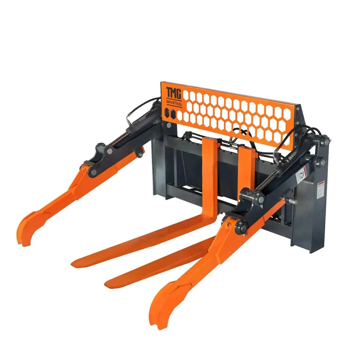 1.2 m Skid Steer Pallet Fork Pipe Grapple, Dual Hydraulic Cylinders, 2700kg Capacity, TMG-SPG45 - Image 5