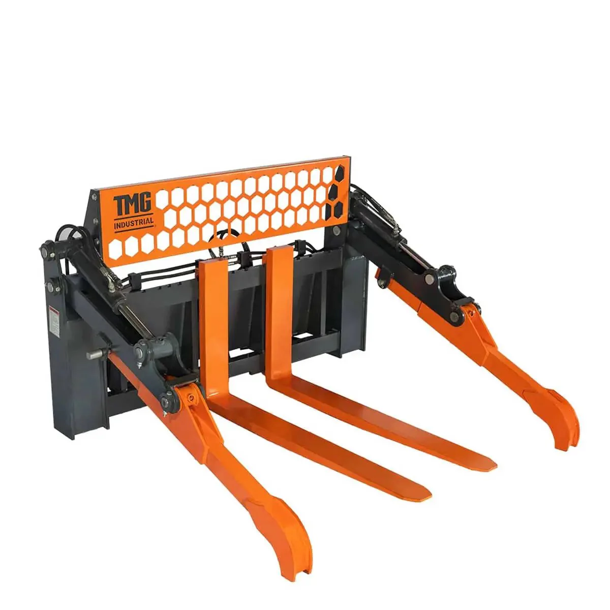 1.2 m Skid Steer Pallet Fork Pipe Grapple, Dual Hydraulic Cylinders, 2700kg Capacity, TMG-SPG45 - Image 7