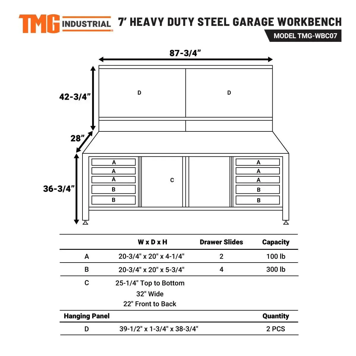 2.2m Commercial-Grade Workbench with Pegboard & Stainless Benchtop, TMG-WBC07 - Image 6
