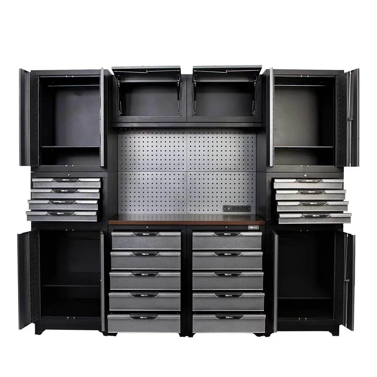 2.4m Steel Garage Cabinet with Workbench, Pegboard and LED Lighting, TMG-WBM08 - Image 7