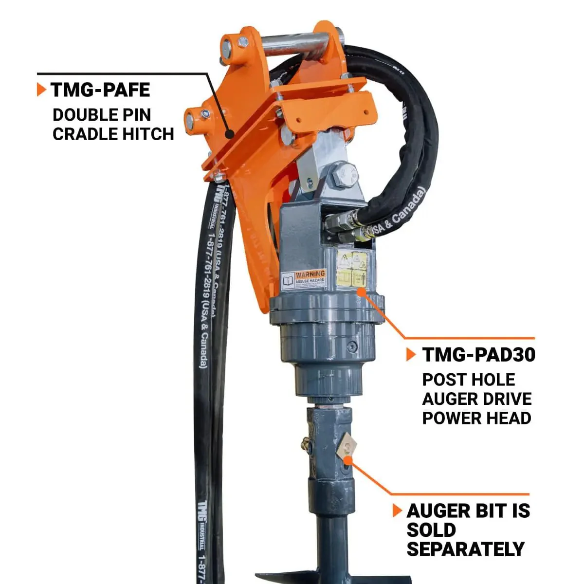 Double Pin Cradle Hitch, Excavator Auger Hookup, Compatible w/ PAD30 Auger Drive, TMG-PAFE - Image 9