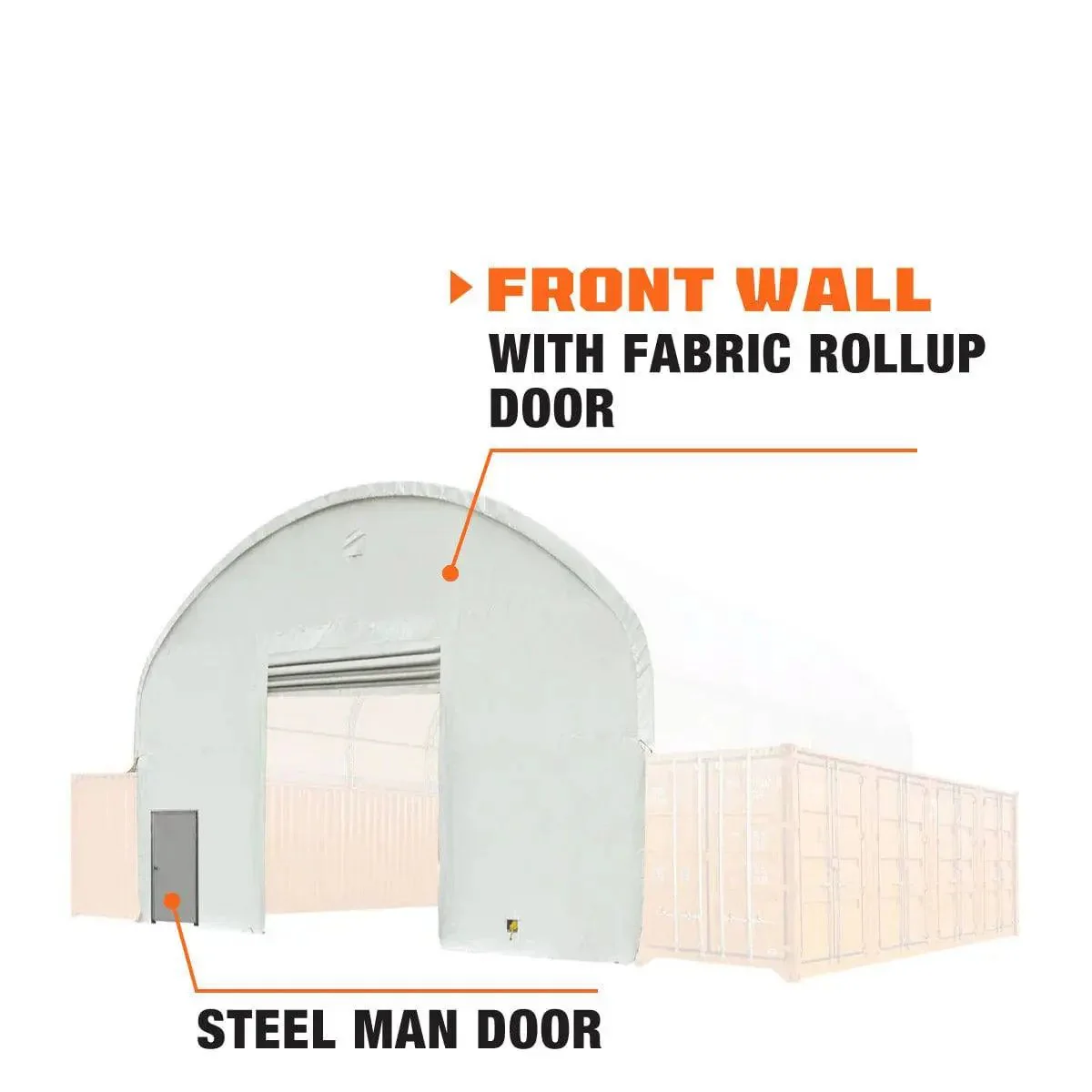 Front End Wall Kit, Compatible with TMG-DT4041C and DT4041CF container shelters installed with the standard height containers (8’6”), TMG-DT40FW8V