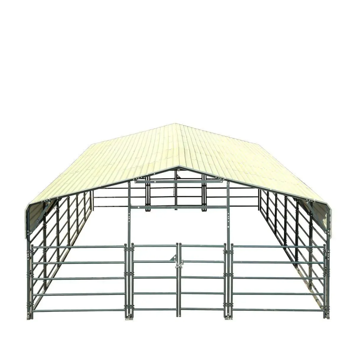 6 x 9 m (20′ x 30′) Livestock Corral Panel Metal Shed, 2.2 m (7′) Sidewalls, 1.5 m (5′) Fencing, TMG-MS2030LC - Image 6