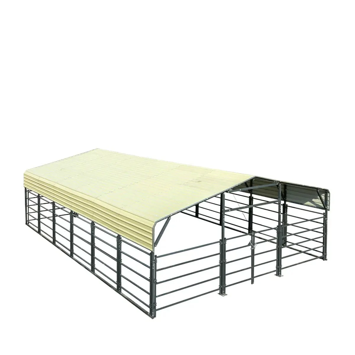 6 x 9 m (20′ x 30′) Livestock Corral Panel Metal Shed, 2.2 m (7′) Sidewalls, 1.5 m (5′) Fencing, TMG-MS2030LC - Image 7