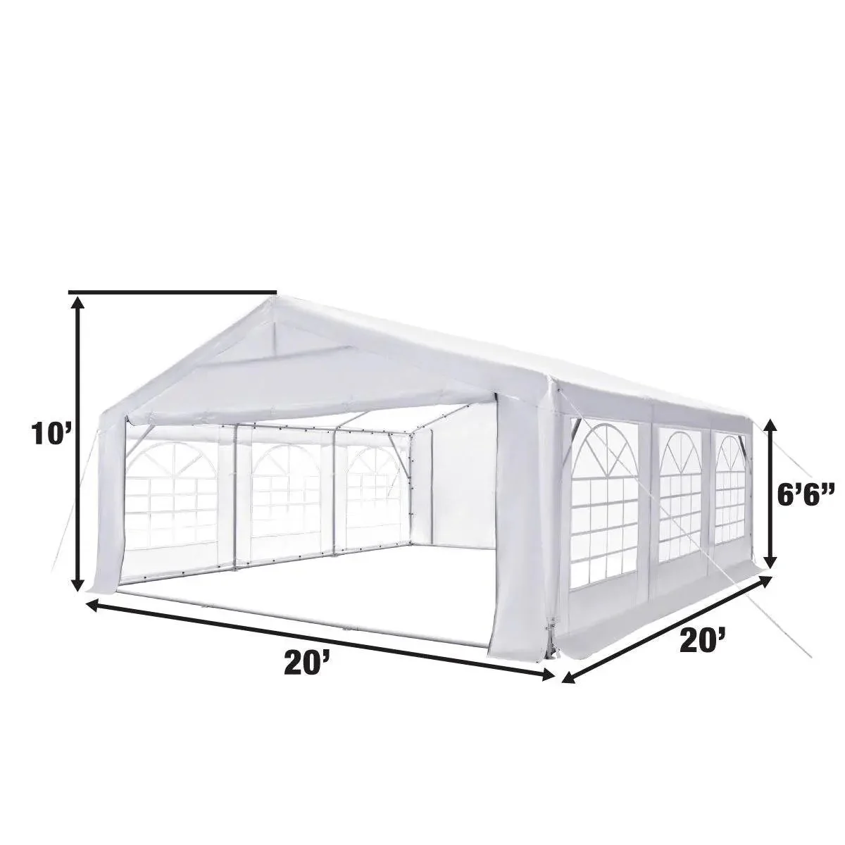 6 x 6 m Heavy-Duty Outdoor Party Tent with Removable Sidewalls and Roll-up Doors, PE Tarpaulin, TMG-PT2020F - Image 3