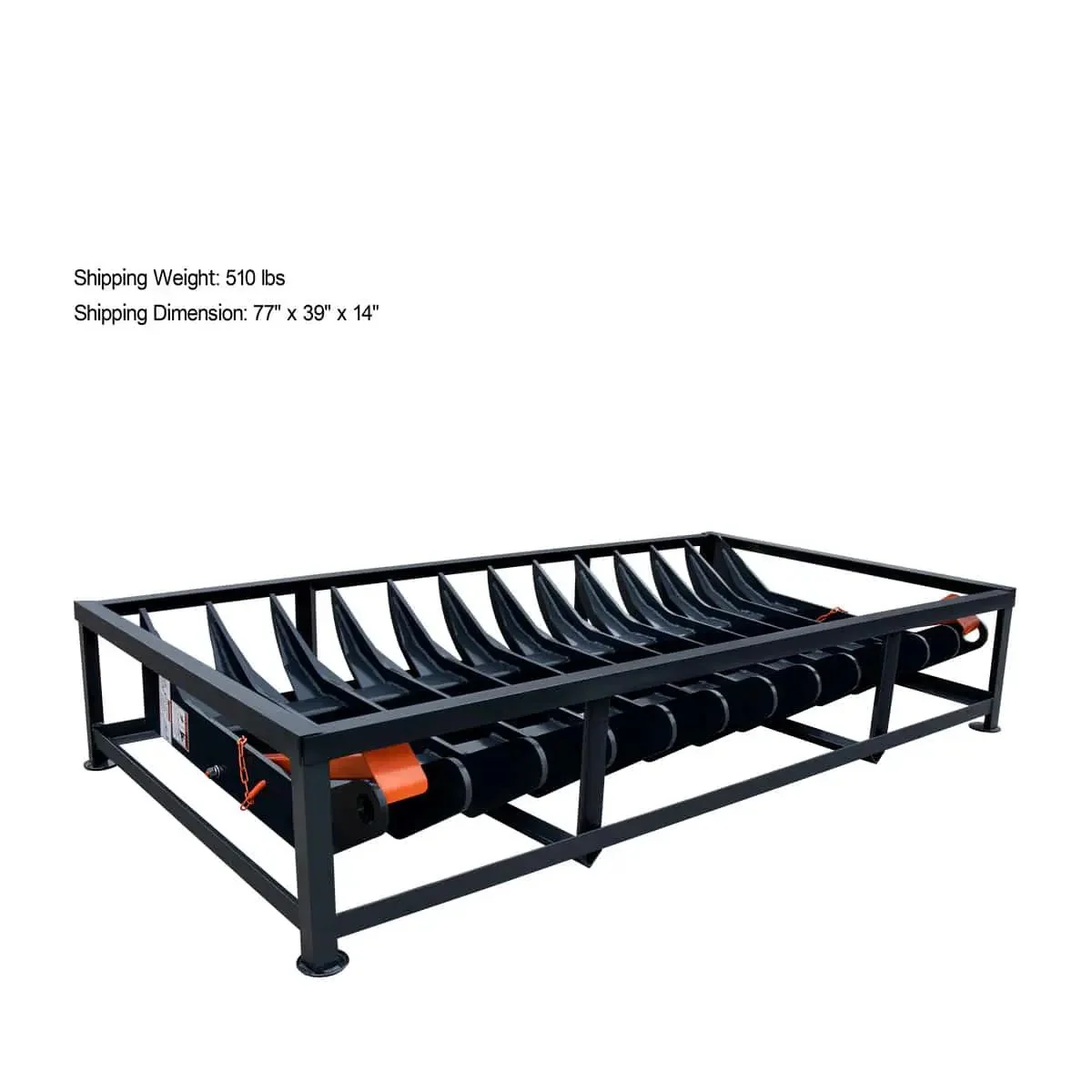 1840 mm (72″) Skid Steer Root Debris Rake Attachment, Universal Mount, 150 mm (6") Tine Spacing, TMG-SDR72 - Image 11