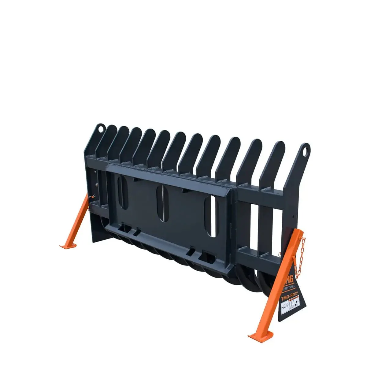 1840 mm (72″) Skid Steer Root Debris Rake Attachment, Universal Mount, 150 mm (6") Tine Spacing, TMG-SDR72 - Image 5
