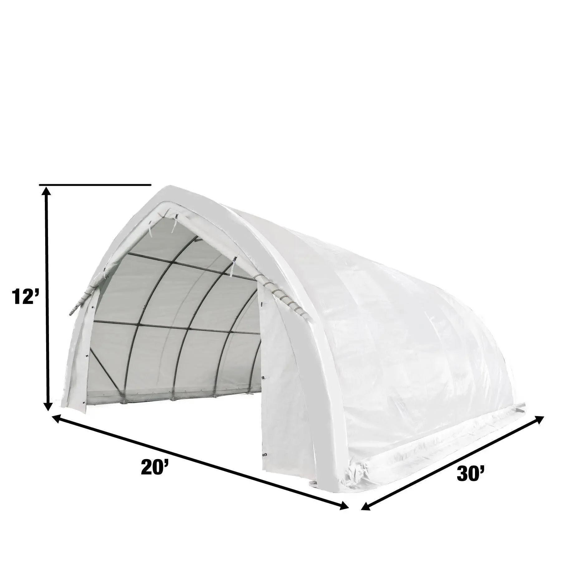 6 x 9 m Arch Wall Peak Ceiling Storage Shelter with Heavy Duty PVC Fabric Cover, TMG-ST2031PV - Image 3