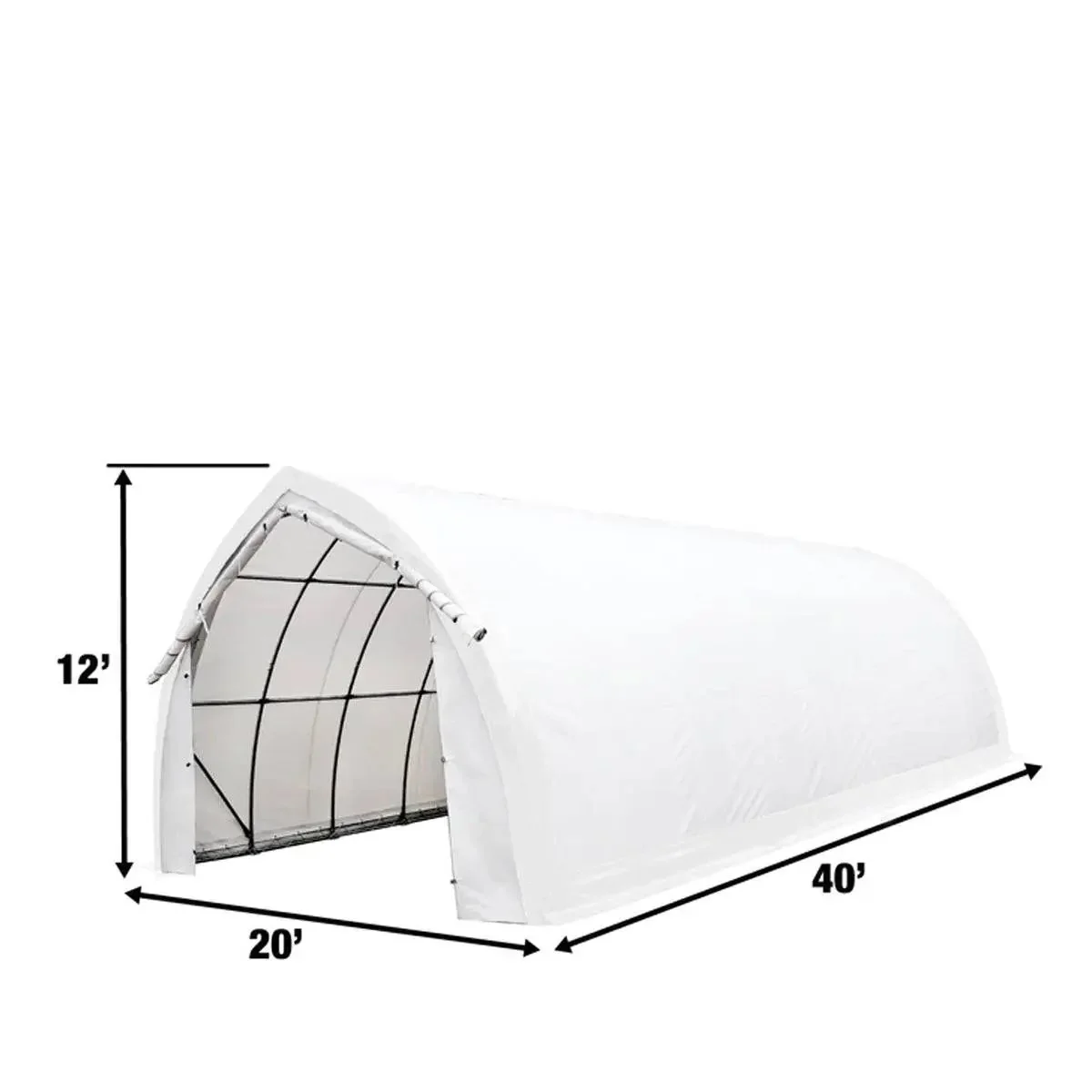 6 x 12 m Arch Wall Peak Ceiling Storage Shelter with Heavy Duty PVC Fabric Cover, TMG-ST2041PV - Image 6