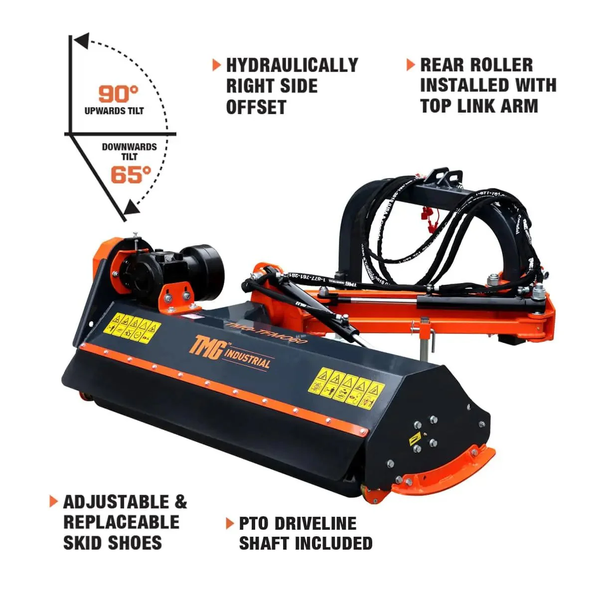 1450 mm (60") Ditch Bank Flail Mower, Hydraulic Side Offset Verge & Slope Cutter for 25–60 HP Tractors, TMG-TFMO60 - Image 8