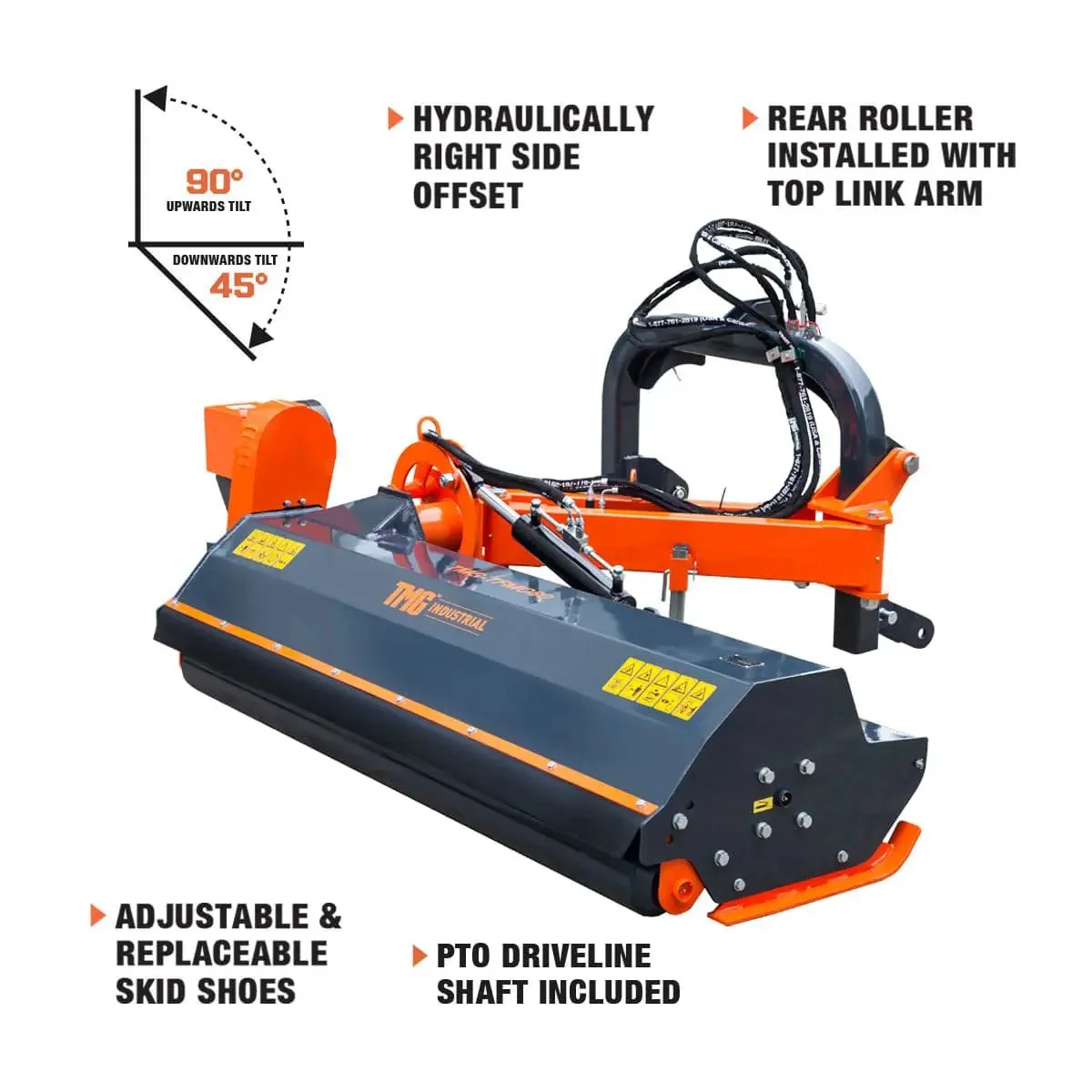 2000 mm (80″) Ditch Bank Flail Mower, Hydraulic Side Offset Verge & Slope Cutter for 50–90 HP Tractors, TMGTFMO80 - Image 8