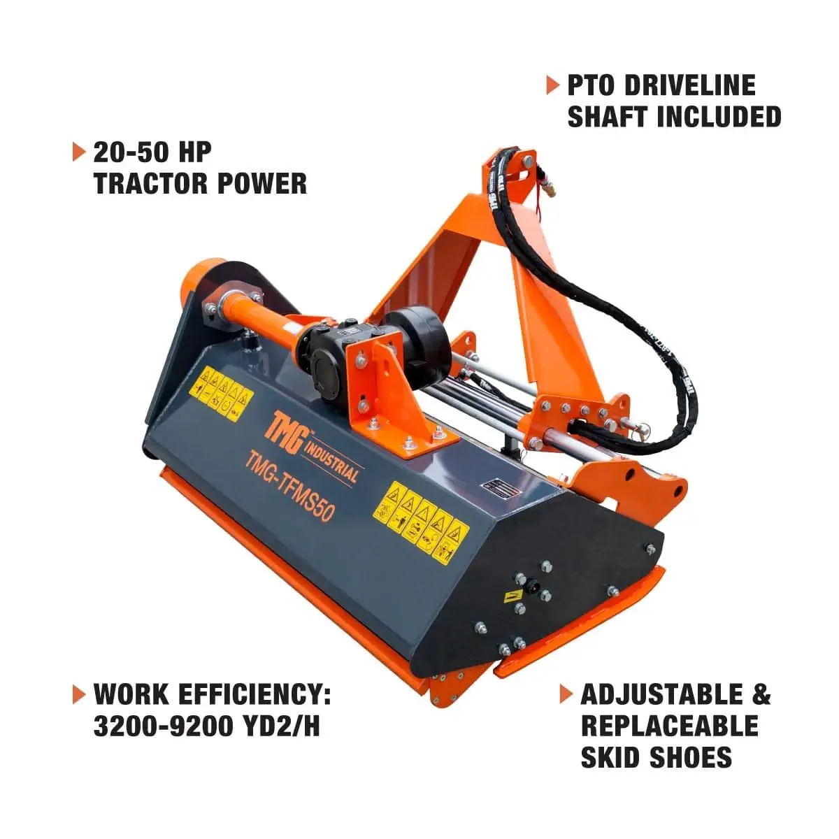 1250 mm (50") Side Shift Offset Flail Mower, 3‑Point Hitch, 30 - 60 HP Tractors, PTO Drive Shaft, TMG‑TFMS50 - Image 8