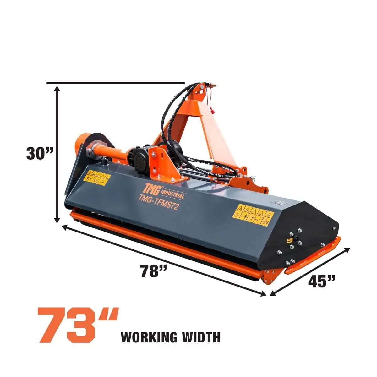 1850 mm (72″) Side Shift Offset Flail Mower, 3‑Point Hitch, 30 - 60 HP Tractors, PTO Drive Shaft, TMG‑TFMS72 - Image 3