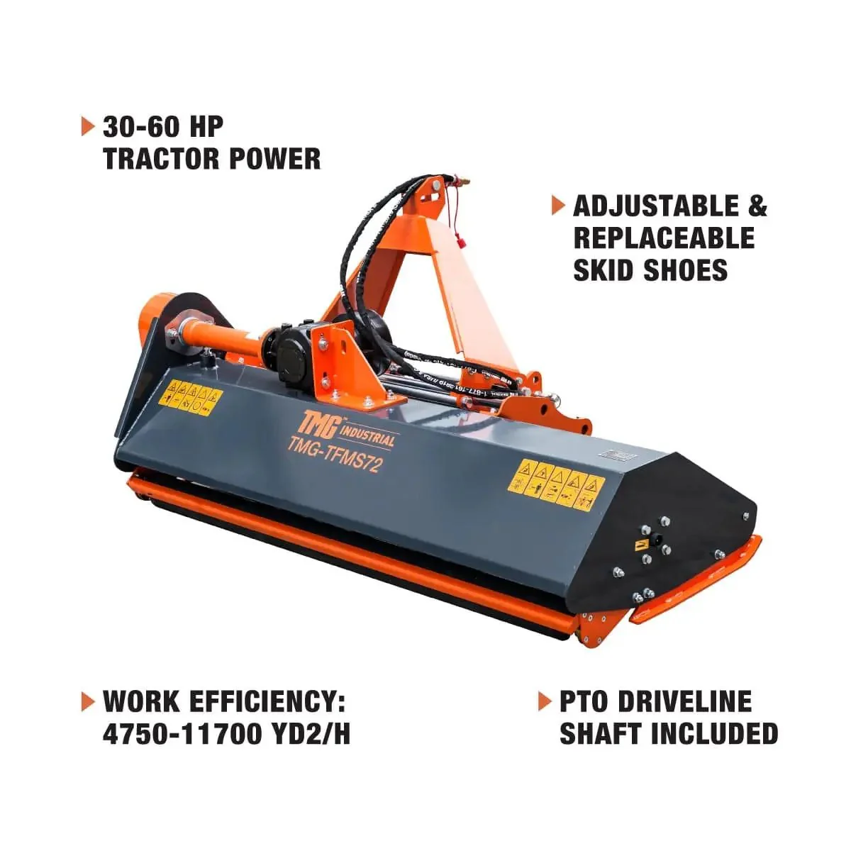 1850 mm (72″) Side Shift Offset Flail Mower, 3‑Point Hitch, 30 - 60 HP Tractors, PTO Drive Shaft, TMG‑TFMS72 - Image 8